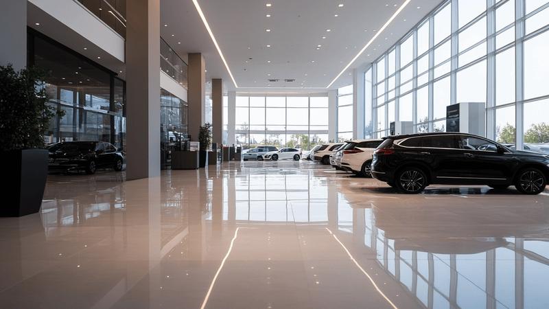 Modern automotive dealership showroom